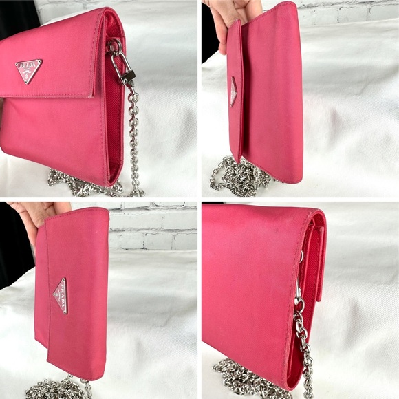 Prada watermelon pink nylon compact wallet on chain crossbody bag - Picture 13 of 15